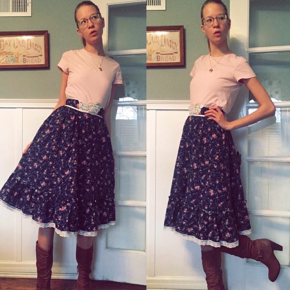 Gunne Sax Floral Corset Skirt